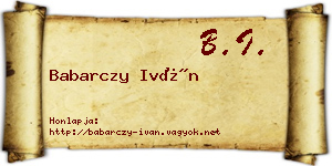 Babarczy Iván névjegykártya